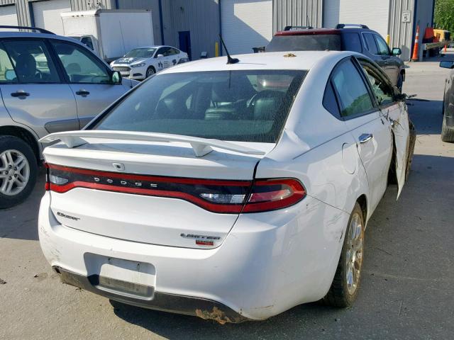 1C3CDFCHXDD200327 - 2013 DODGE DART LIMIT WHITE photo 4