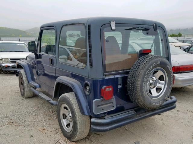 1J4FA39S22P743454 - 2002 JEEP WRANGLER / BLUE photo 3