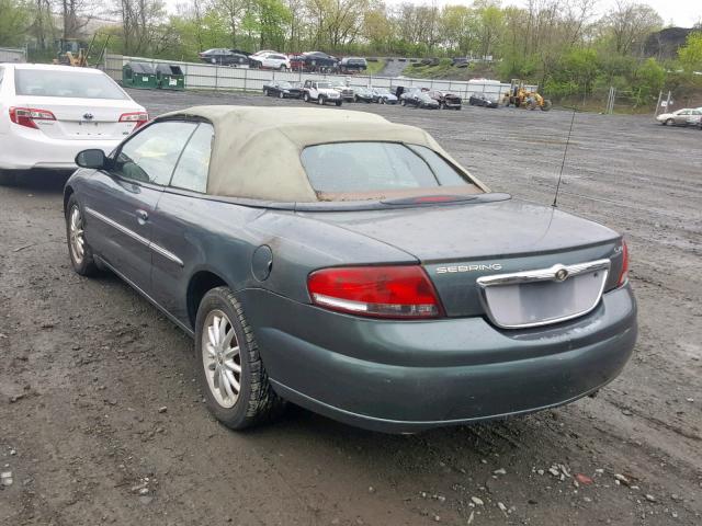 1C3EL55R52N238292 - 2002 CHRYSLER SEBRING LX GREEN photo 3