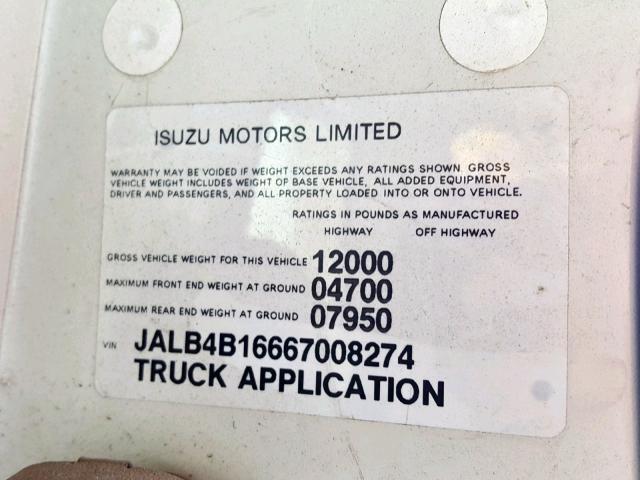 JALB4B16667008274 - 2006 ISUZU NPR WHITE photo 10