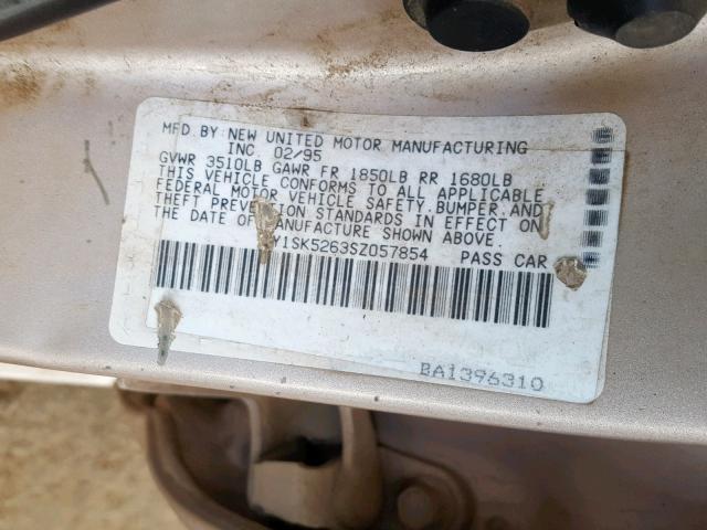 1Y1SK5263SZ057854 - 1995 GEO PRIZM BASE თაფლისფერი ფოტო 10