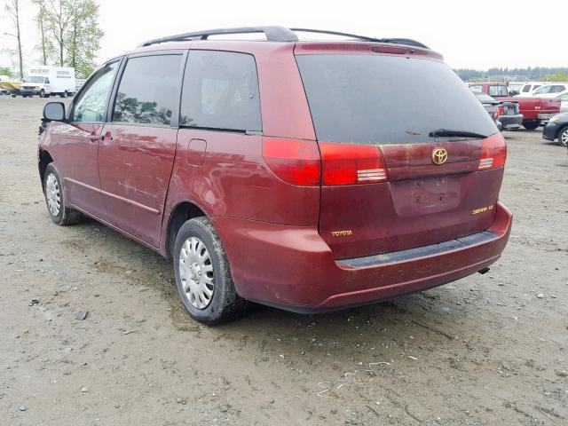 5TDZA23C34S090155 - 2004 TOYOTA SIENNA CE RED photo 3