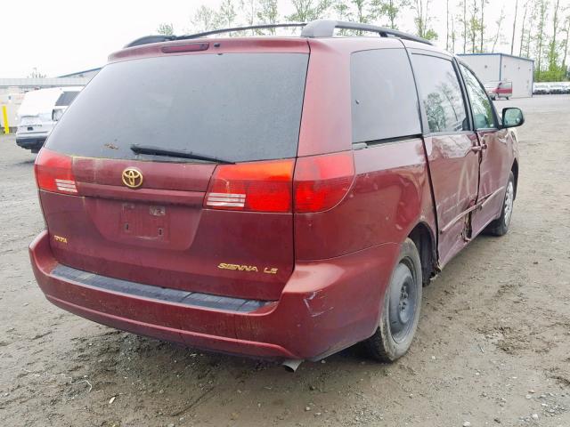 5TDZA23C34S090155 - 2004 TOYOTA SIENNA CE RED photo 4