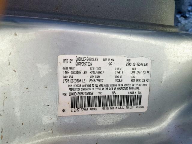 1D4HD48N96F154858 - 2006 DODGE DURANGO SL GRAY photo 10