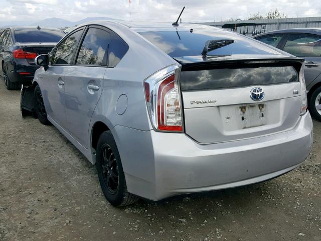 JTDKN3DU9E1773219 - 2014 TOYOTA PRIUS SILVER photo 3