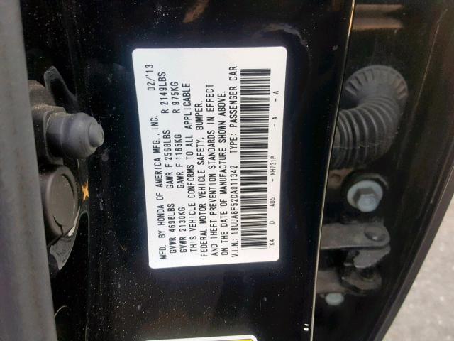 19UUA8F52DA011342 - 2013 ACURA TL TECH BLACK photo 10