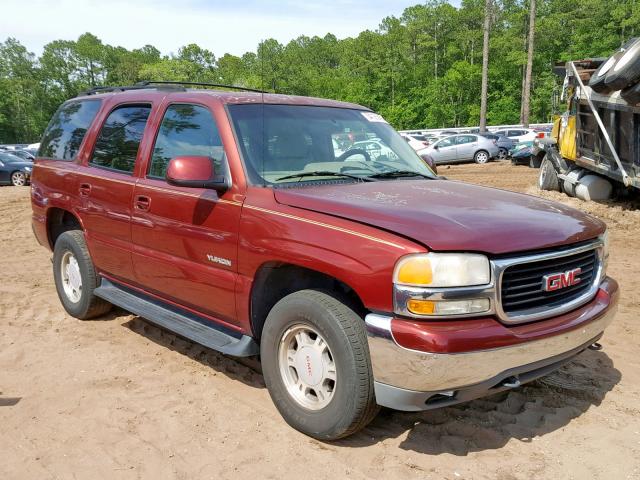 1GKEC13T71R186680 - 2001 GMC YUKON MAROON photo 1