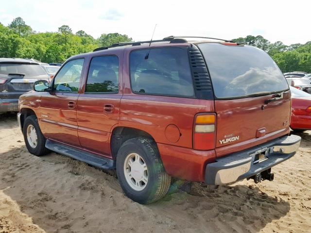 1GKEC13T71R186680 - 2001 GMC YUKON MAROON photo 3