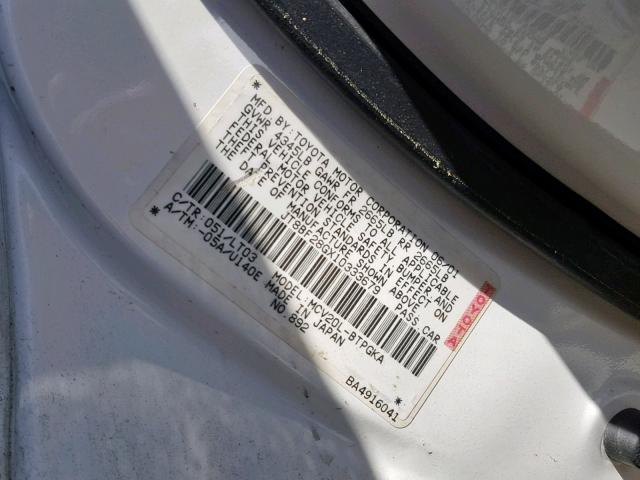 JT8BF28GX10333679 - 2001 LEXUS ES 300 WHITE photo 10