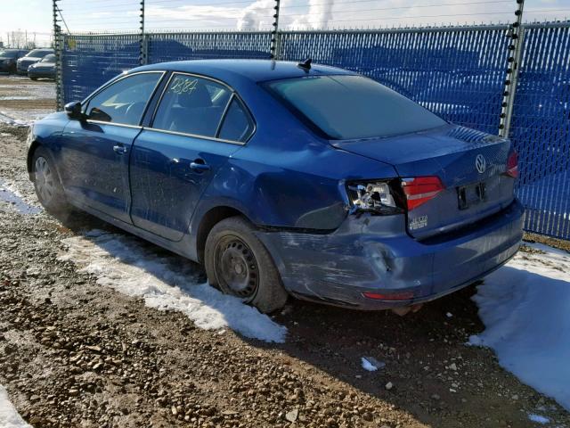 3VW1K7AJ8FM347657 - 2015 VOLKSWAGEN JETTA BASE BLUE photo 3