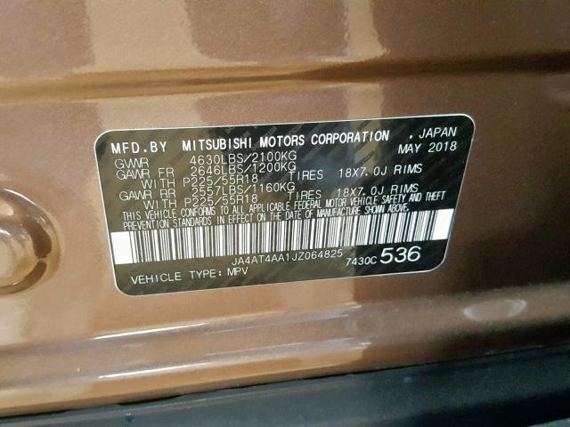 JA4AT4AA1JZ064825 - 2018 MITSUBISHI ECLIPSE CR BROWN photo 10