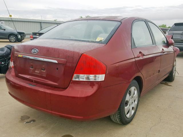 KNAFE121275404600 - 2007 KIA SPECTRA EX RED photo 4