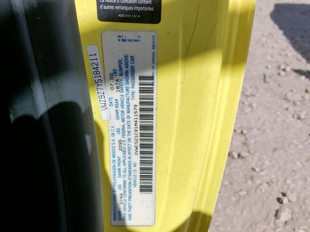 3VWCS21C91M411579 - 2001 VOLKSWAGEN NEW BEETLE ყვითელი ფოტო 10