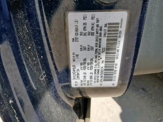 1B7HL48N72S583174 - 2002 DODGE DAKOTA QUA BLUE photo 10