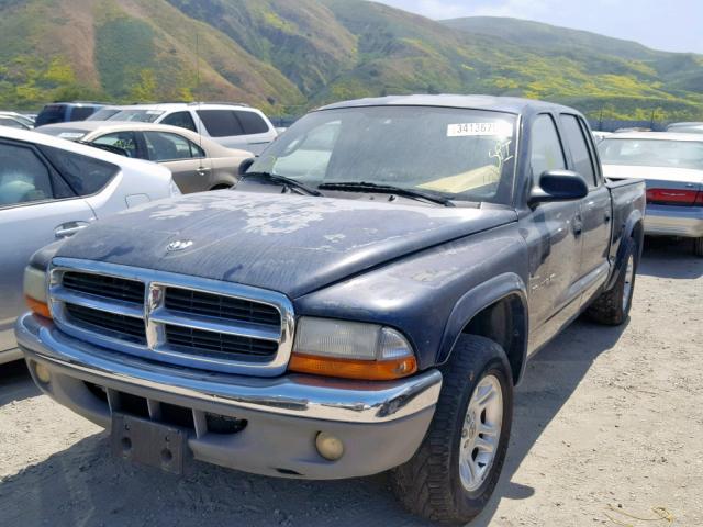 1B7HL48N72S583174 - 2002 DODGE DAKOTA QUA BLUE photo 2