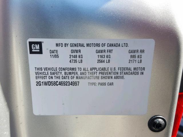 2G1WD58C469234997 - 2006 CHEVROLET IMPALA SUP ვერცხლისფერი ფოტო 10