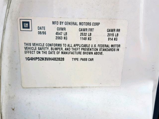 1G4HP52K8VH482828 - 1997 BUICK LESABRE CU WHITE photo 10