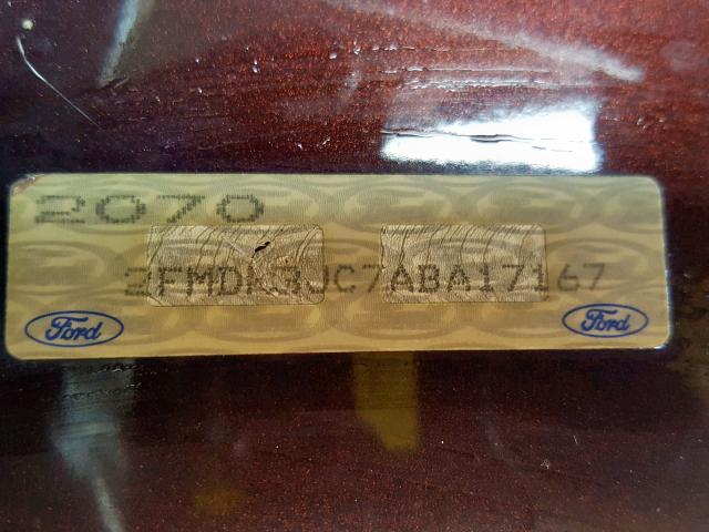 2FMDK3JC7ABA17167 - 2010 FORD EDGE SEL BURGUNDY photo 10