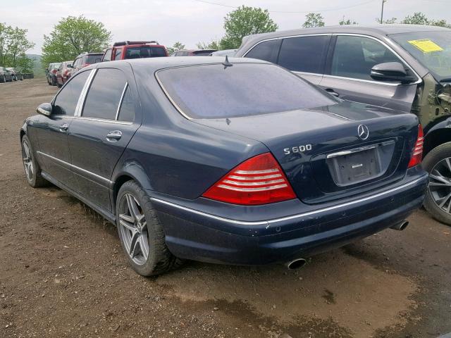 WDBNG78J12A282359 - 2002 MERCEDES-BENZ S 600 BLUE photo 3