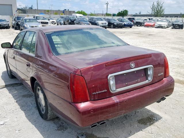 1G6KE54Y92U195893 - 2002 CADILLAC DEVILLE DH MAROON photo 3