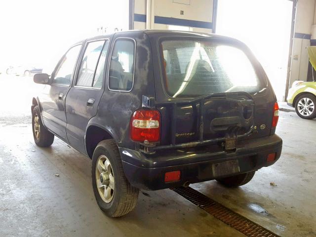 KNDJA723515092924 - 2001 KIA SPORTAGE BLACK photo 3