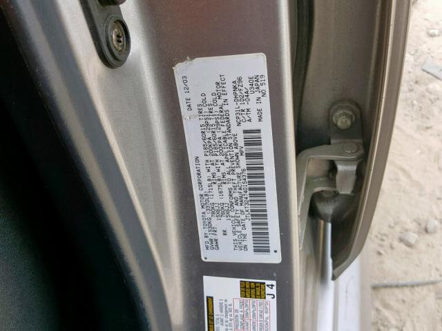 JTLKT324740154376 - 2004 TOYOTA SCION XB 银色 照片 10