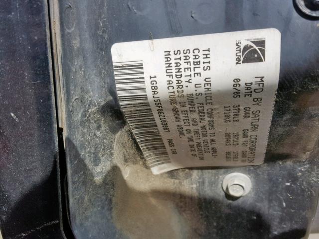1G8AJ55F06Z103087 - 2006 SATURN ION LEVEL BLACK photo 10