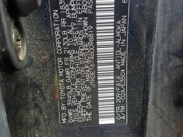 JTKDE167460098819 - 2006 TOYOTA SCION TC შავი ფოტო 10