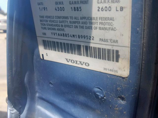 YV1AA8854M1899522 - 1991 VOLVO 240 BASE BLUE photo 10