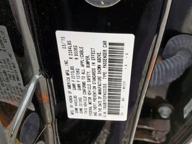 19UUB1F52FA020355 - 2015 ACURA TLX TECH BLACK photo 10