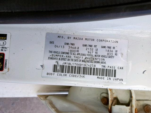 JM1BL1TG6D1824258 - 2013 MAZDA 3 I WHITE photo 10