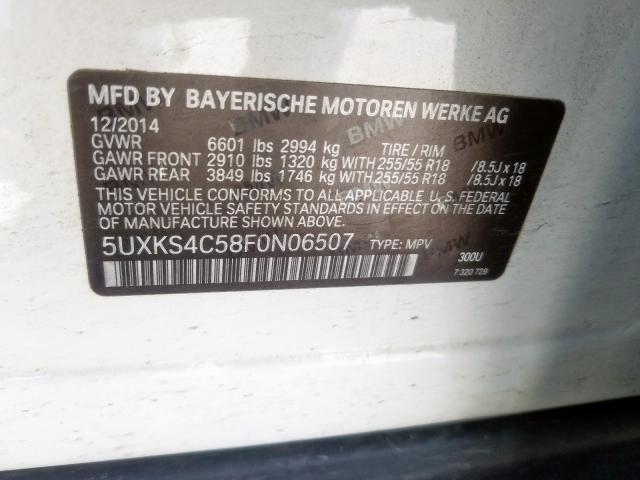 5UXKS4C58F0N06507 - 2015 BMW X5 XDRIVE35D  photo 10