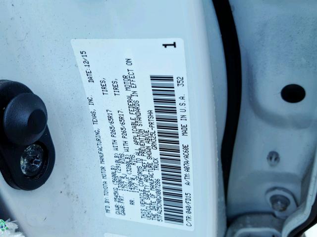 5TFAZ5CN0GX007286 - 2016 TOYOTA TACOMA DOU WHITE photo 10