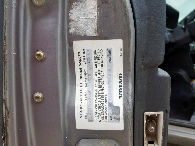 YV1FX8844K1391818 - 1989 VOLVO 740 GL GRAY photo 10