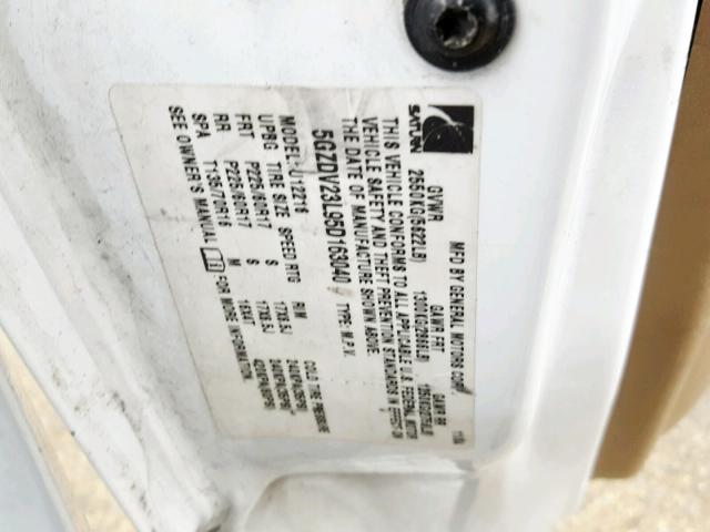 5GZDV23L95D163040 - 2005 SATURN RELAY 3 WHITE photo 10