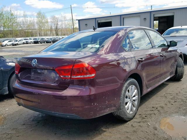 1VWAP7A34DC129233 - 2013 VOLKSWAGEN PASSAT S BURGUNDY photo 4