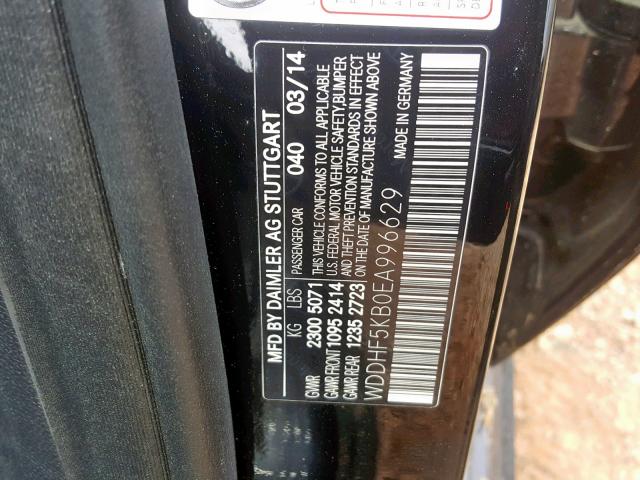 WDDHF5KB0EA996629 - 2014 MERCEDES-BENZ E 350 BLACK photo 10