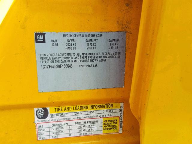 1G1ZF57529F168648 - 2009 CHEVROLET MALIBU HYB YELLOW photo 10