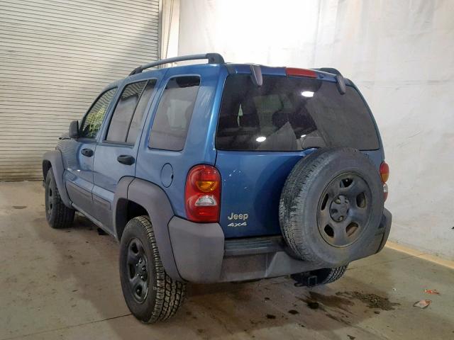 1J4GL48K04W324744 - 2004 JEEP LIBERTY SP BLUE photo 3