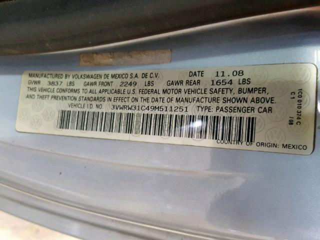 3VWRW31C49M511251 - 2009 VOLKSWAGEN NEW BEETLE Blau Foto 10