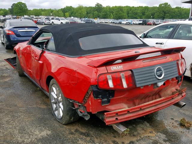 1ZVBP8FH3A5159743 - 2010 FORD MUSTANG GT RED photo 3