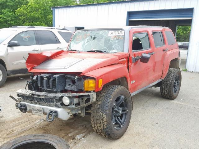 5GTEN13E288189406 - 2008 HUMMER H3 RED photo 2