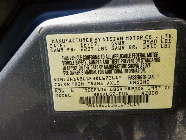 3N1AB61E38L673619 - 2008 NISSAN SENTRA 2.0 BLACK photo 10