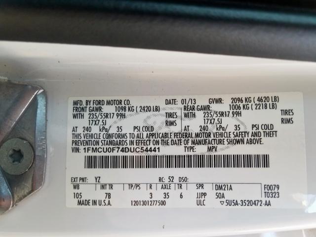 1FMCU0F74DUC54441 - 2013 FORD ESCAPE S  photo 10