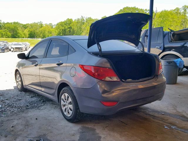 KMHCT4AE4GU007389 - 2016 HYUNDAI ACCENT SE GRAY photo 3