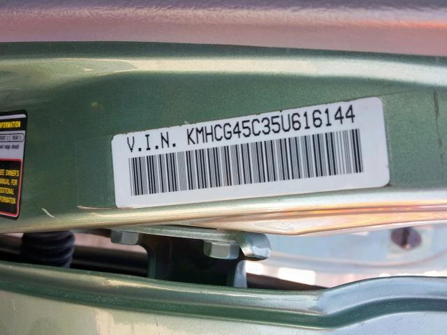 KMHCG45C35U616144 - 2005 HYUNDAI ACCENT GL GREEN photo 10