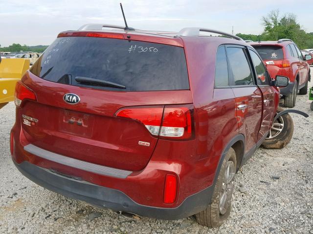 5XYKT3A61EG523050 - 2014 KIA SORENTO LX RED photo 4