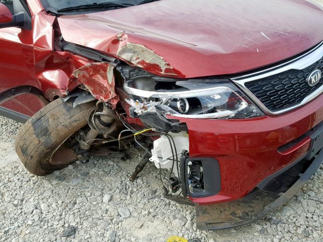 5XYKT3A61EG523050 - 2014 KIA SORENTO LX RED photo 9