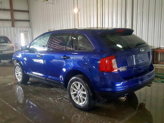 2FMDK3GC0EBA68524 - 2014 FORD EDGE SE BLUE photo 3