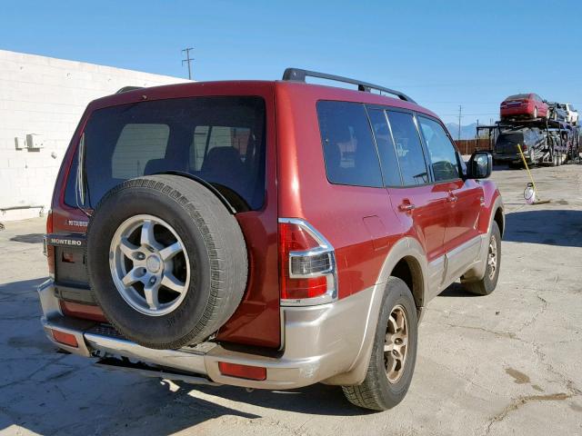 JA4MW51RX1J011863 - 2001 MITSUBISHI MONTERO LI BURGUNDY photo 4